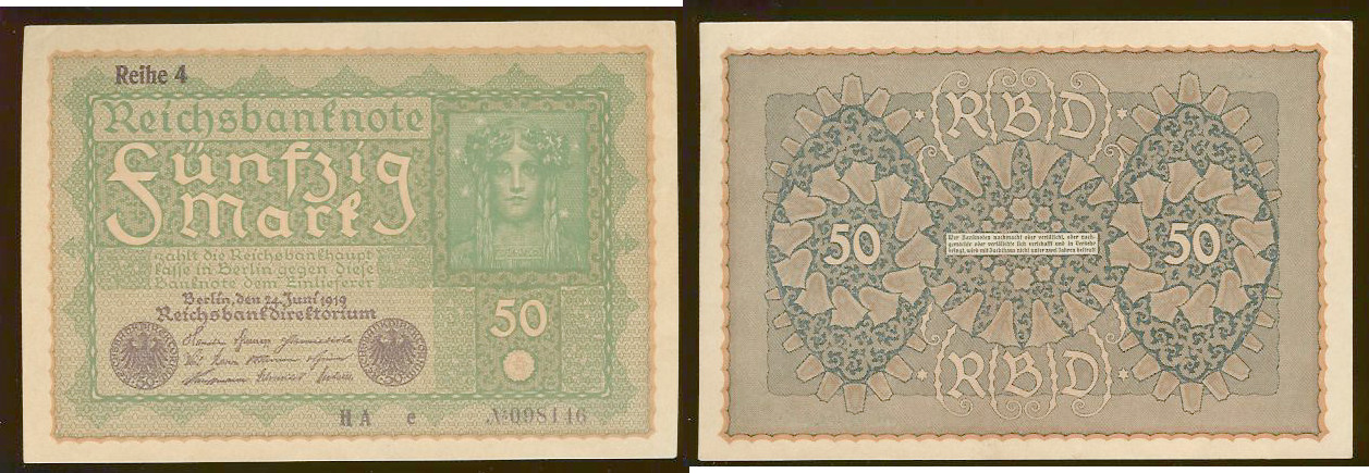 Germany 50 mark 1919 Unc